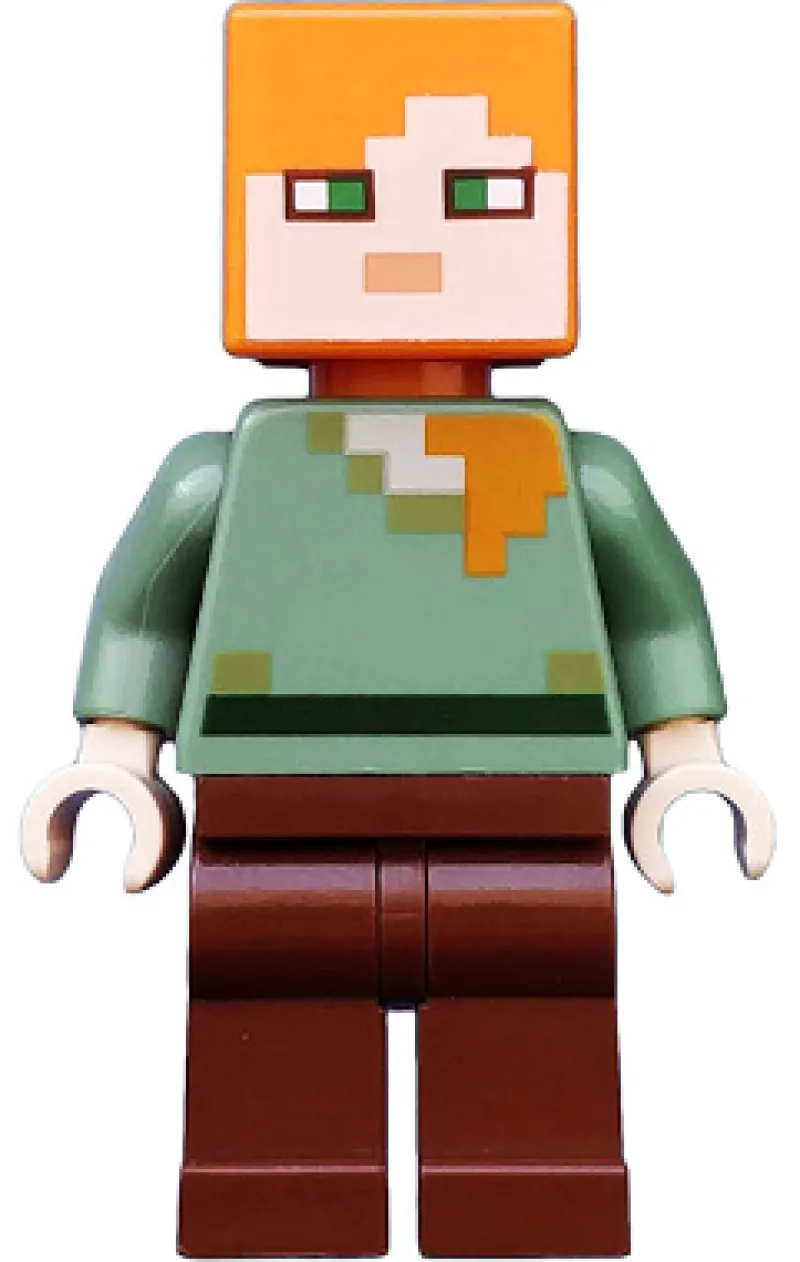 Minecraft>The Brick Show Shop Alex (Brown Pants, Green Shirt) - LEGO Minecraft Minifigure (2021)
