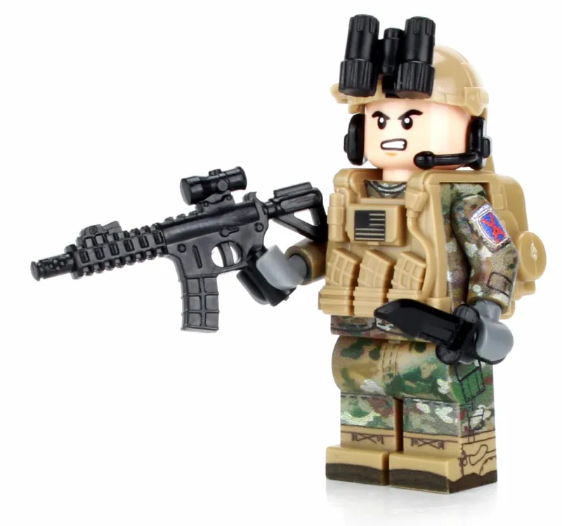 Custom Lego Military Minifigures>The Brick Show Shop Army OCP Infantry 10th Mountain Military Minifig made using LEGO parts