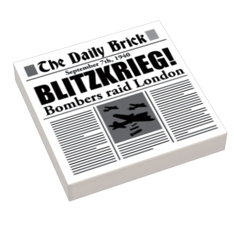 B3 Customs | Custom Parts>The Brick Show Shop B3 Customs® Blitzkreig (London Invasion) WW2 Newspaper (2x2 Tile)