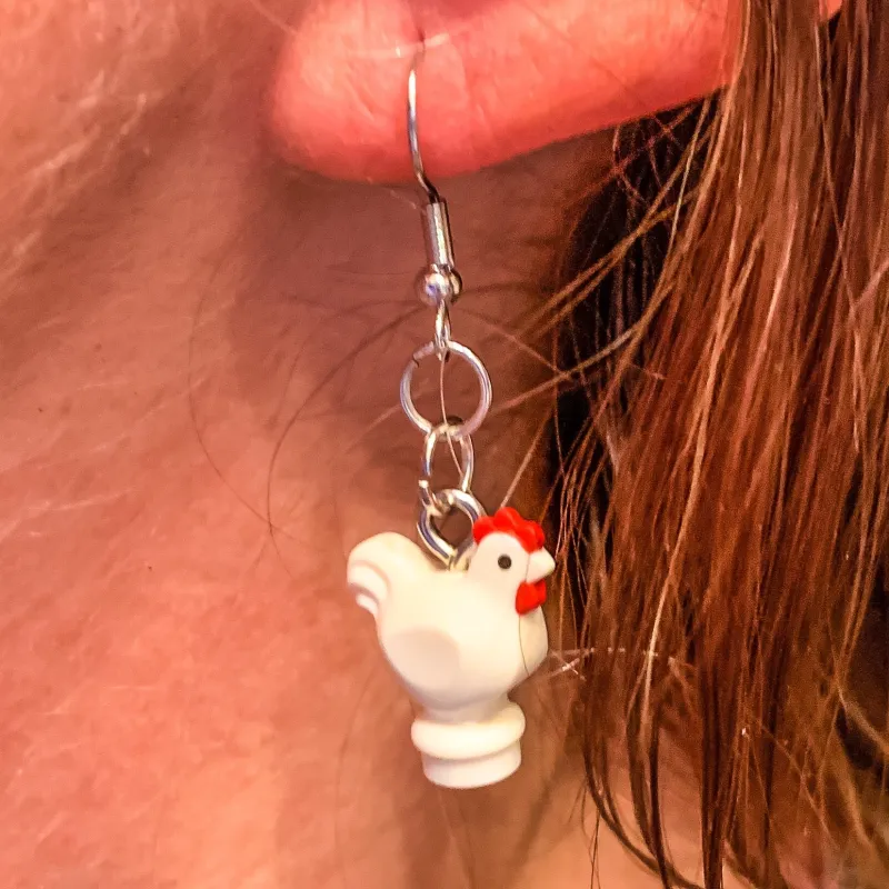 B3 Customs | Lego Jewelry>The Brick Show Shop B3 Customs Chicken Earrings made from LEGO Bricks