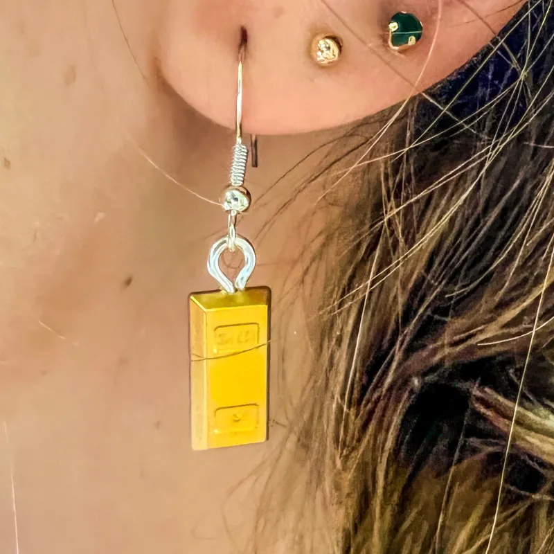 B3 Customs | Lego Jewelry>The Brick Show Shop B3 Customs® Gold Bar Earrings made from LEGO Bricks