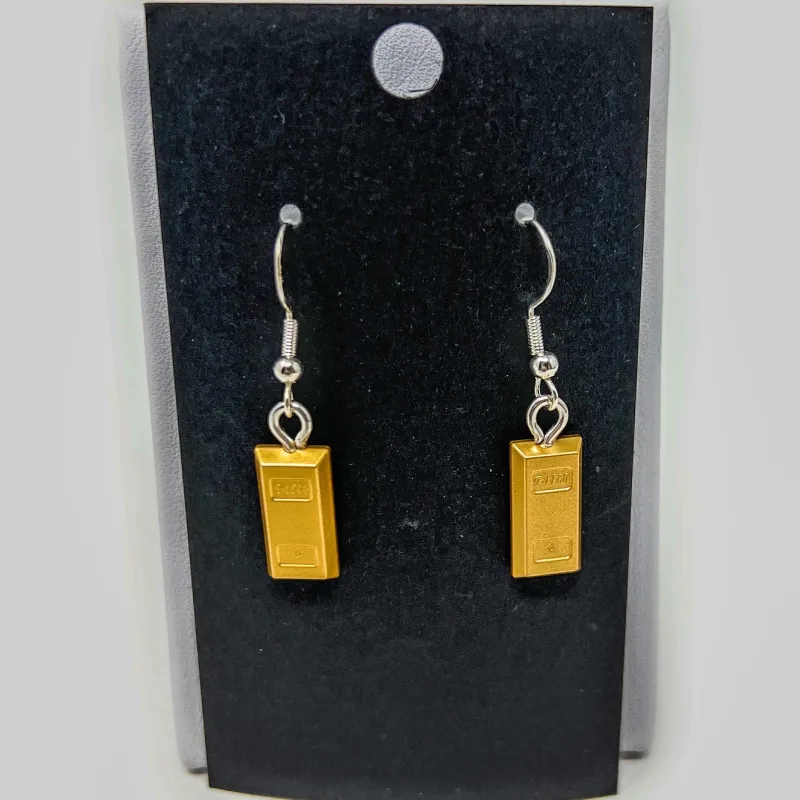 B3 Customs | Lego Jewelry>The Brick Show Shop B3 Customs® Gold Bar Earrings made from LEGO Bricks