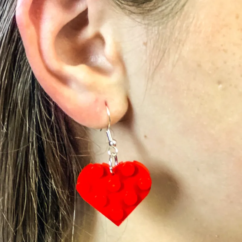 Lego Jewelry | B3 Customs>The Brick Show Shop B3 Customs® Heart Earrings made from LEGO Bricks