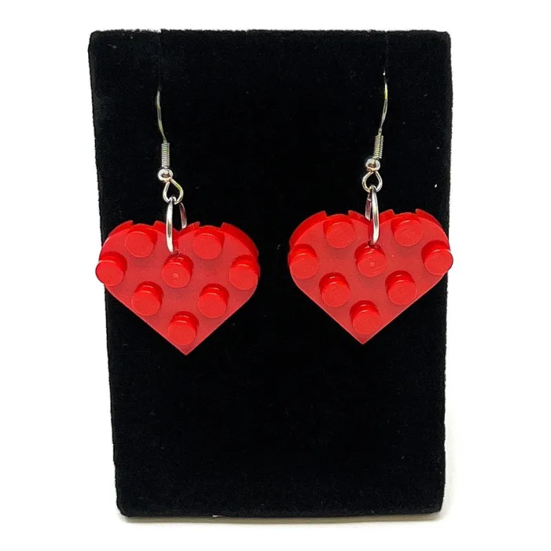 Lego Jewelry | B3 Customs>The Brick Show Shop B3 Customs® Heart Earrings made from LEGO Bricks