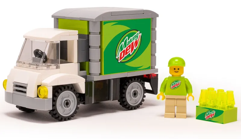B3 Customs | Vehicles>The Brick Show Shop B3 Customs Making Dew Soda Delivery Truck with Minifigure