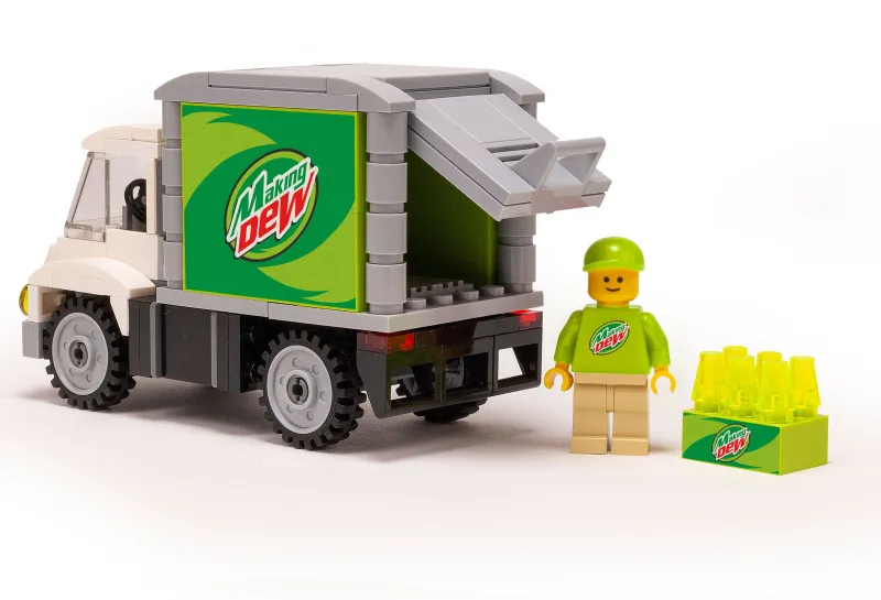 B3 Customs | Vehicles>The Brick Show Shop B3 Customs Making Dew Soda Delivery Truck with Minifigure