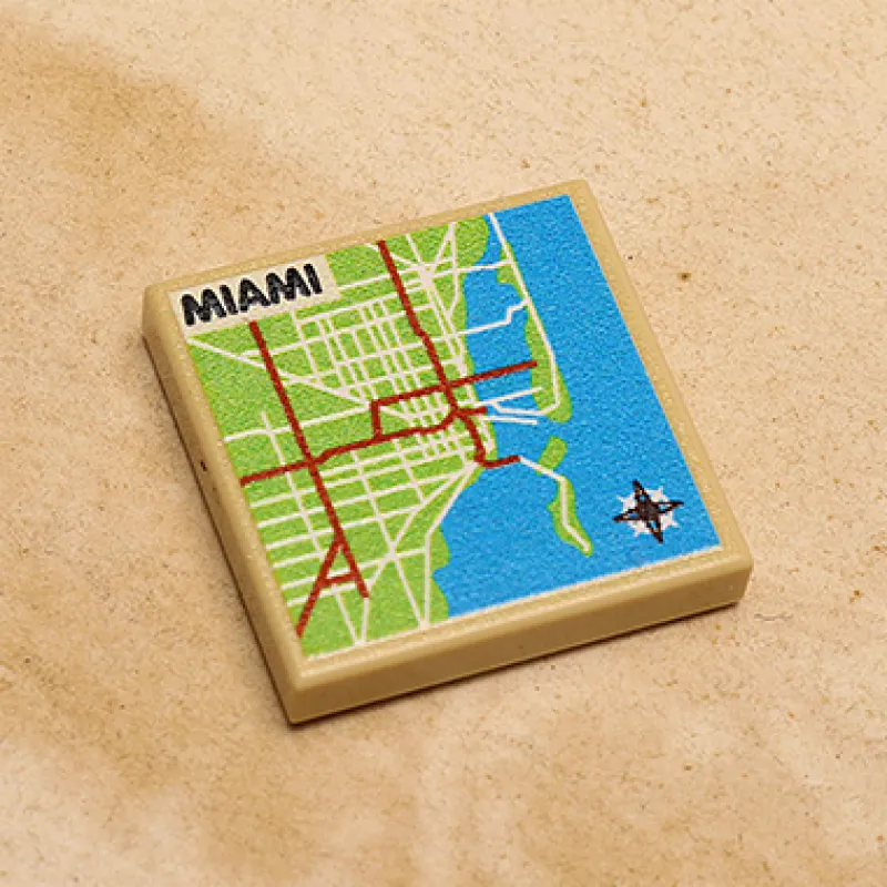 B3 Customs | Custom Parts>The Brick Show Shop B3 Customs® Miami, FL USA Map (2x2 Tile)