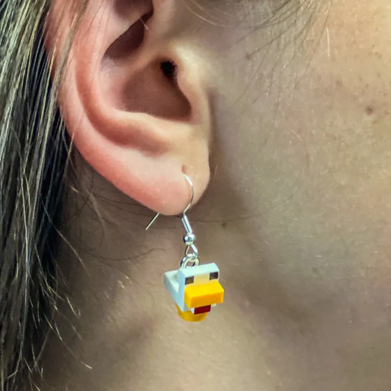 B3 Customs | Lego Jewelry>The Brick Show Shop B3 Customs® Minecraft Chicken Earrings made from LEGO Bricks
