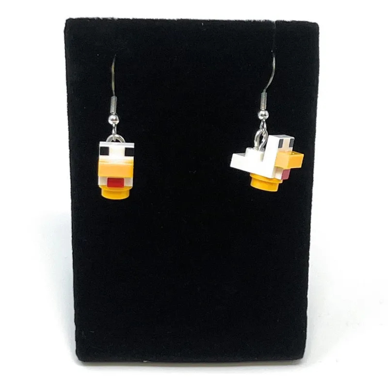 B3 Customs | Lego Jewelry>The Brick Show Shop B3 Customs® Minecraft Chicken Earrings made from LEGO Bricks