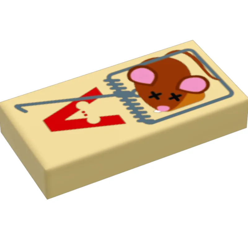 B3 Customs | Custom Parts>The Brick Show Shop B3 Customs® Mouse Trap w/ Dead Mouse (1x2 Tile)