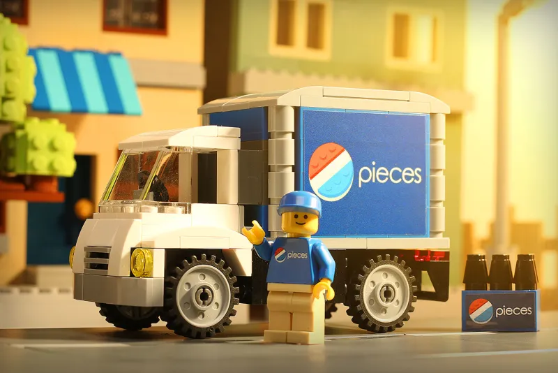 B3 Customs | Vehicles>The Brick Show Shop B3 Customs Pieces Soda Delivery Truck with Minifigure