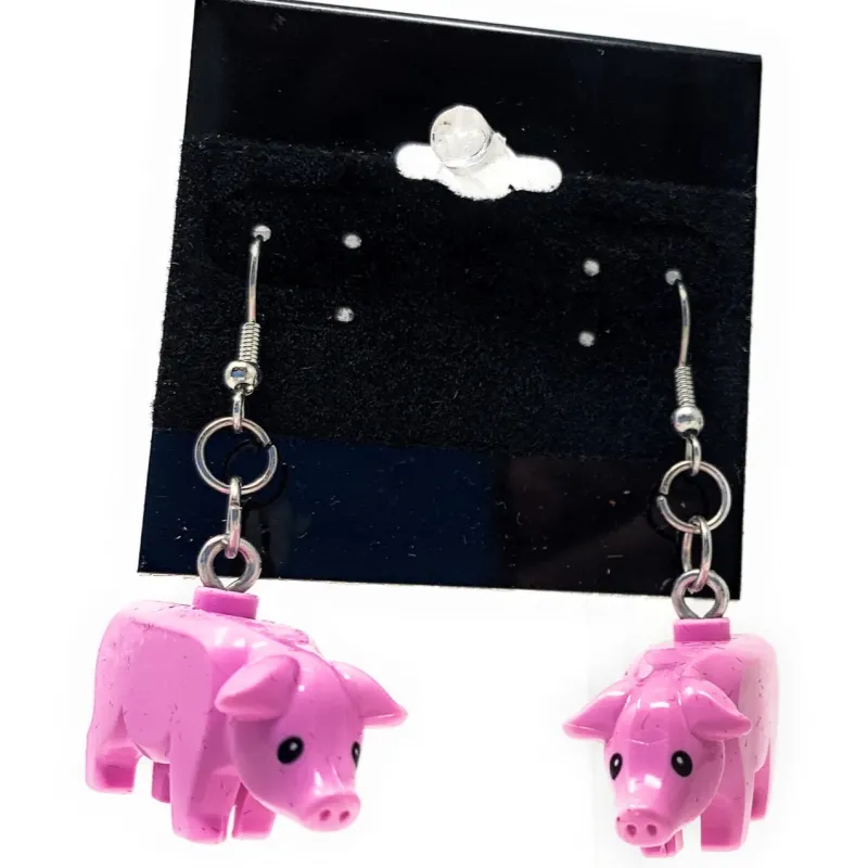 B3 Customs | Lego Jewelry>The Brick Show Shop B3 Customs® Pig Minifig Earrings made from LEGO Bricks