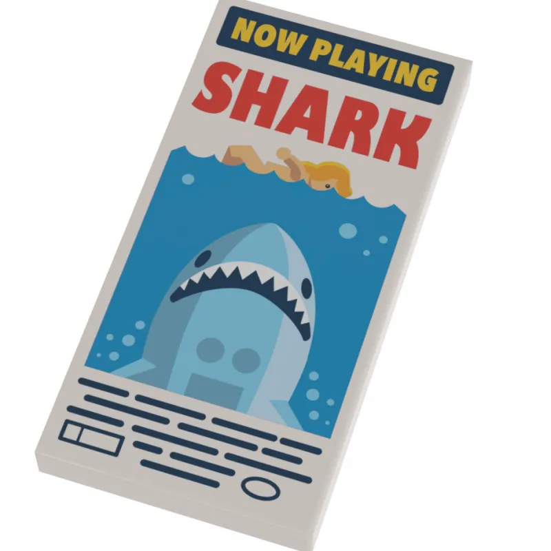 B3 Customs | Custom Parts>The Brick Show Shop B3 Customs® Shark Now Playing Movie Poster (2x4 Tile)