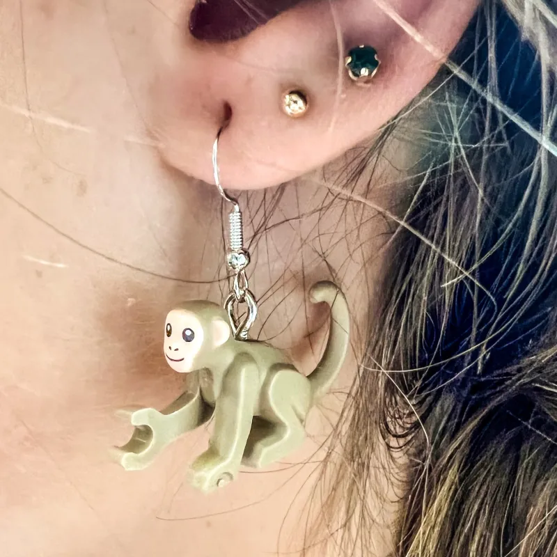 B3 Customs | Lego Jewelry>The Brick Show Shop B3 Customs® Tan Monkey Earrings made from LEGO Bricks
