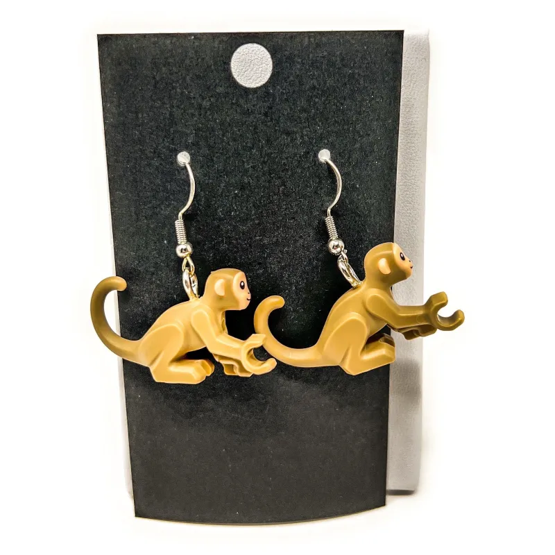 B3 Customs | Lego Jewelry>The Brick Show Shop B3 Customs® Tan Monkey Earrings made from LEGO Bricks