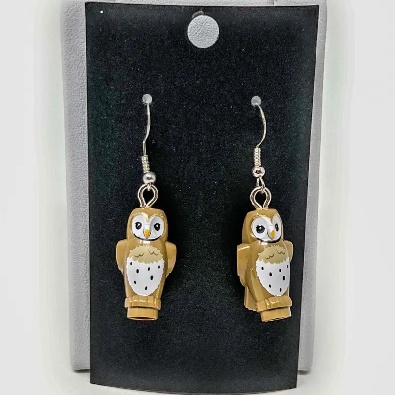B3 Customs | Lego Jewelry>The Brick Show Shop B3 Customs® Tan Owl Earrings made from LEGO Bricks