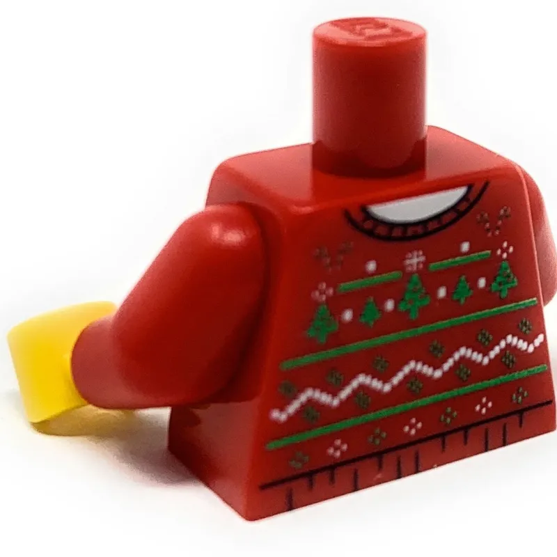 B3 Customs | Custom Parts>The Brick Show Shop B3 Customs® Ugly Red Christmas Tree Sweater Printed Torso made using LEGO parts