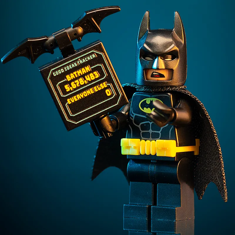 Dc Comics>The Brick Show Shop Batman w/ Good Ideas Tracker Sign - LEGO DC Comics Minifigure [CUSTOM