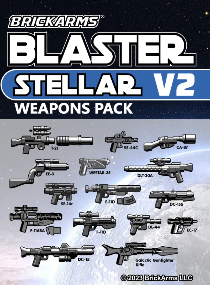Brickarms>The Brick Show Shop BrickArms Blasters Stellar V2 Minifigure Weapons Pack