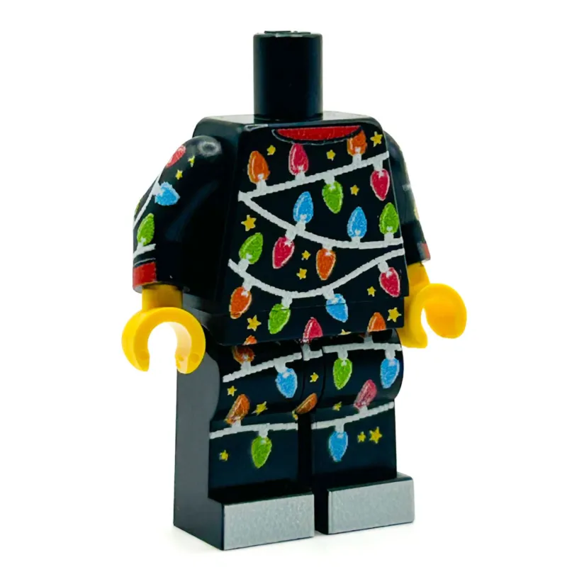 Custom Parts>The Brick Show Shop Christmas Lights PJs LEGO Minifig Body - B3 Customs