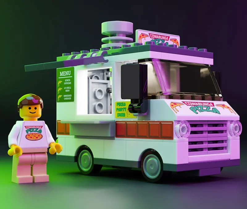 B3 Customs | Vehicles>The Brick Show Shop Cowabunga Pizza - B3 Customs® Food Truck w/ Minifigure