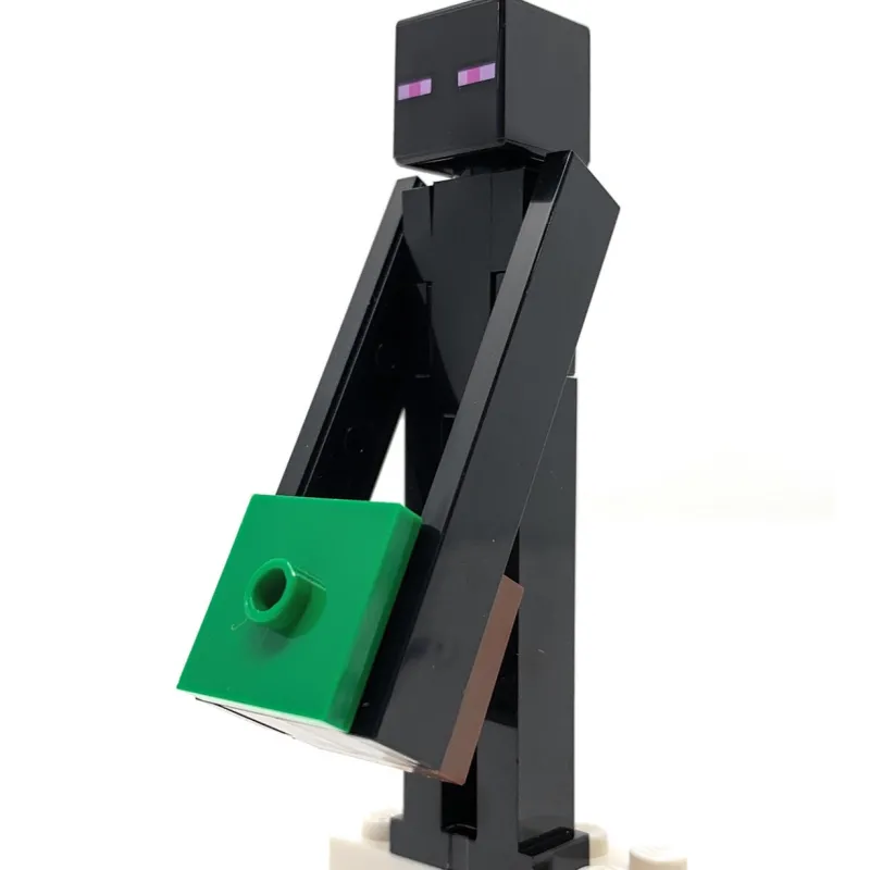 Minecraft>The Brick Show Shop Enderman (w/ Grass Block) - LEGO Minecraft Minifigure (2016)