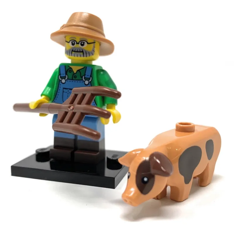 Collectible Minifigures>The Brick Show Shop Farmer (w/ Pig) - LEGO Series 15 Collectible Minifigure (2016)