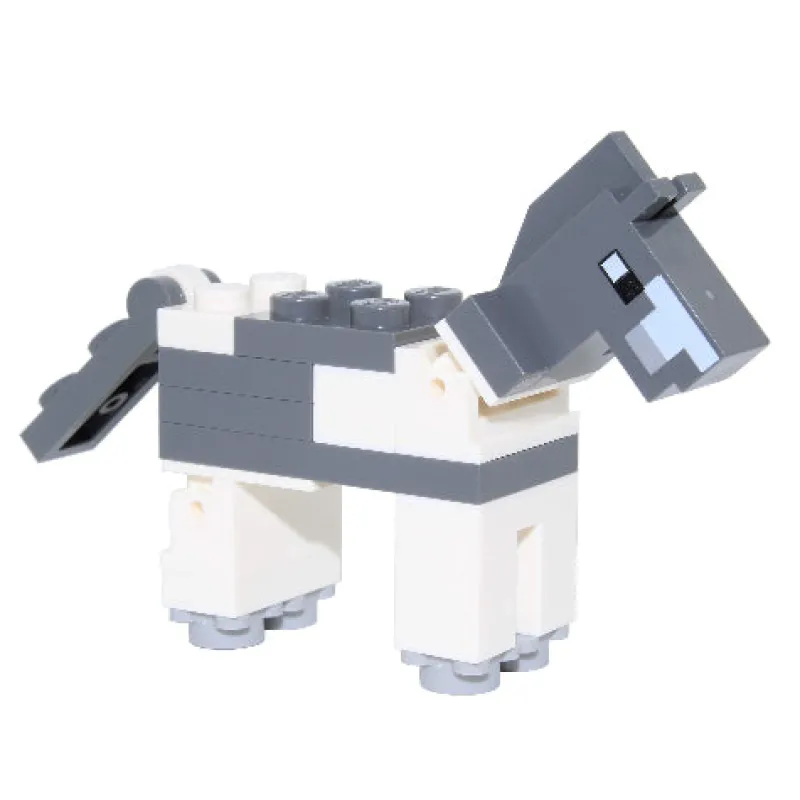 Minecraft>The Brick Show Shop Horse (Gray/White) - LEGO Minecraft Minifigure (2017)