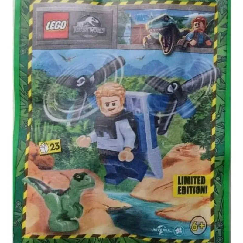 Lego Polybags>The Brick Show Shop LEGO Jurassic World Owen w/ Jet Pack and Baby Raptor Paper Polybag Pac