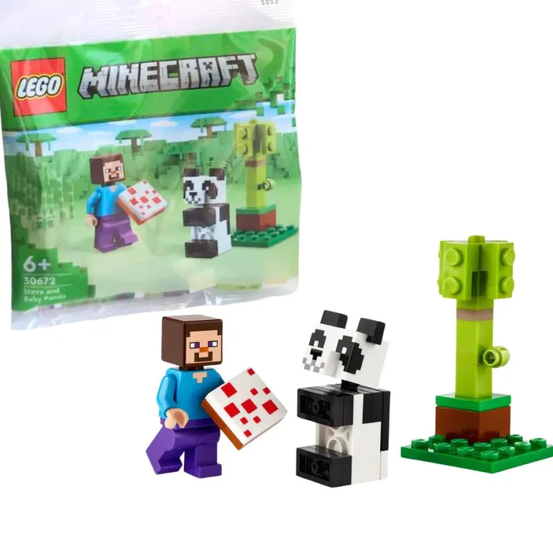Lego Polybags>The Brick Show Shop LEGO Minecraft Steve and Baby Panda Polybag Set (30672)