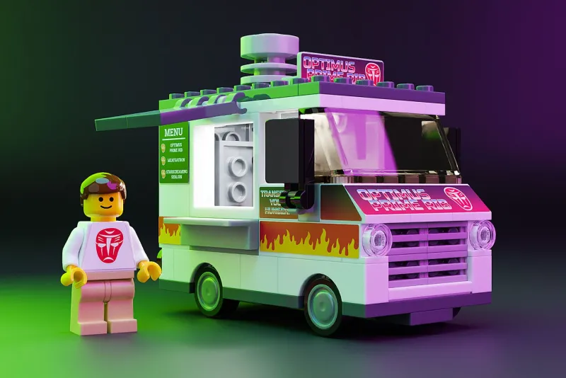 B3 Customs | Vehicles>The Brick Show Shop Optimus Prime Ribs - B3 Customs® Food Truck w/ Minifigure