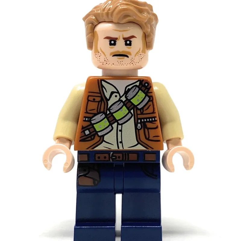 Jurassic World>The Brick Show Shop Owen Grady (Lime Cannisters on Torso) - LEGO Jurassic World Minifigure