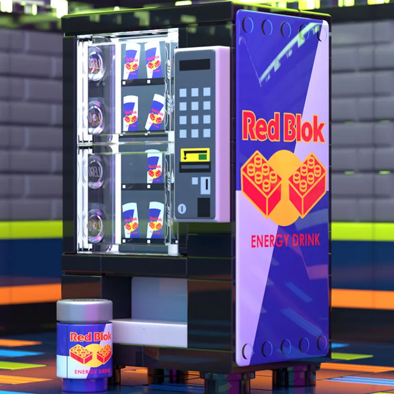 Vending Machines | Amusement Park / Carnival>The Brick Show Shop Red Brick Energy Drink Vending Machine made using LEGO parts - B3 Cust