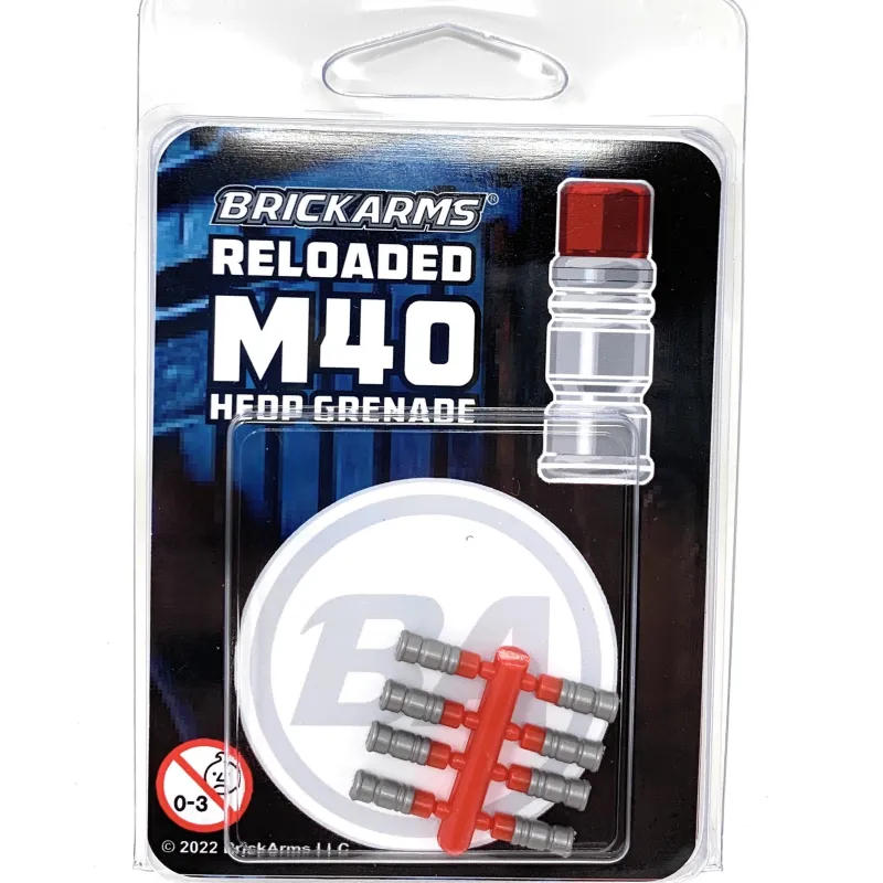 Brickarms>The Brick Show Shop Reloaded M40 HEDP Grenade 8-Pack (Silver/Red) - BrickArms, LEGO compatible