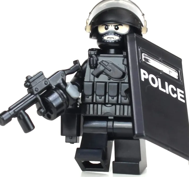 Custom Lego Military Minifigures>The Brick Show Shop Riot Control Swat Police Officer - Custom LEGO Military Minifig