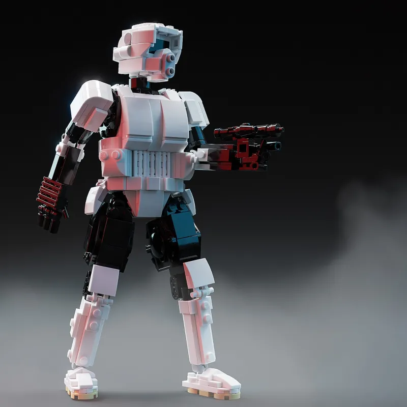 B3 Customs>The Brick Show Shop Scout Trooper 9” Buildable Figure MOC made using LEGO parts