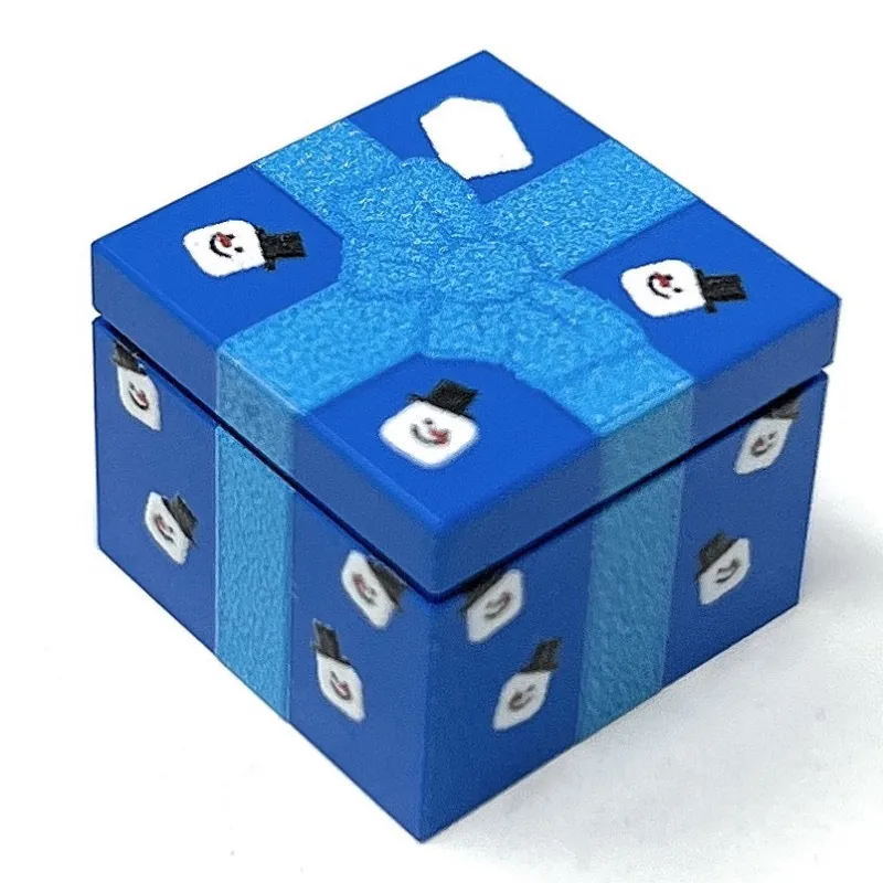 B3 Customs>The Brick Show Shop Snowman Christmas Present (Blue) - Custom Printed LEGO 2x2 Tile/Brick,