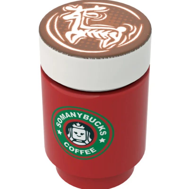 Custom Parts>The Brick Show Shop Somanybucks Christmas Coffee Cup w/ Christmas Reindeer Foam for Minifi