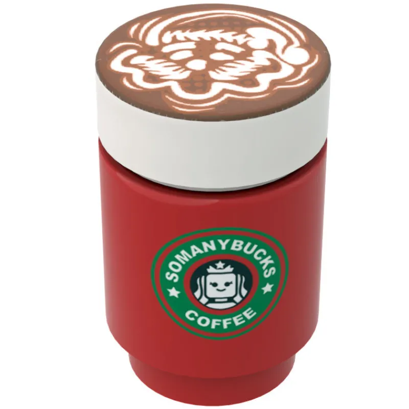 Custom Parts>The Brick Show Shop Somanybucks Christmas Coffee Cup w/ Santa Foam for Minifigs made using