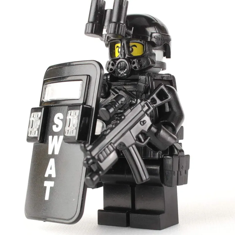 Custom Lego Military Minifigures>The Brick Show Shop SWAT Police Officer Pointman - Custom LEGO Military Minifigure