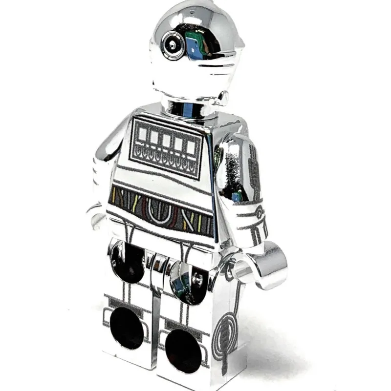Custom Lego Star Wars Minifigure>The Brick Show Shop TC-14 Droid (Silver Chrome) - Custom LEGO Star Wars Minifigure