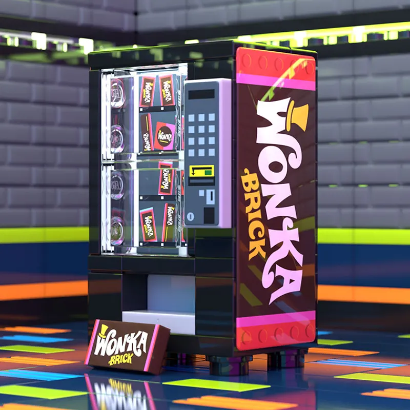 B3 Customs | Vending Machines>The Brick Show Shop Wonka Bars Vending Machine made using LEGO parts