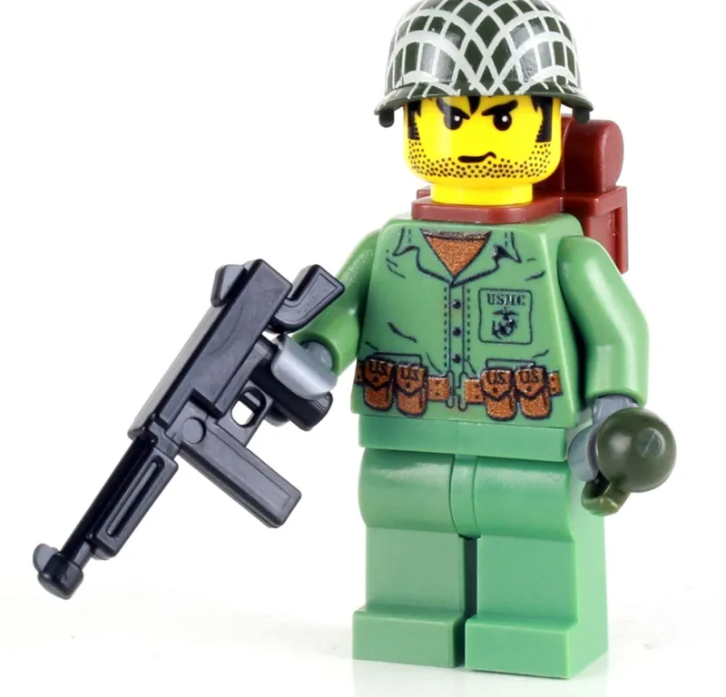 Custom Lego Military Minifigures>The Brick Show Shop WW2 Marine Soldier - Custom LEGO Military Minifigure